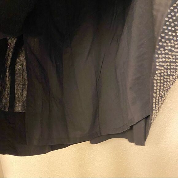 Talbots 100% Cotton Pleated Midi a line Flared Skirt Black seed Beaded hem -12P - Picture 9 of 11